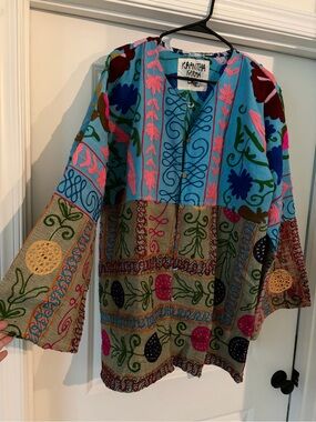 Kaantha Karma Embroidered Suzani Jacket Tunic Wearable Art